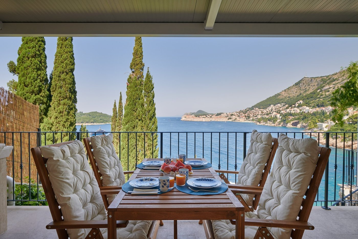 Breakfast on terrace with Dubrovnik view