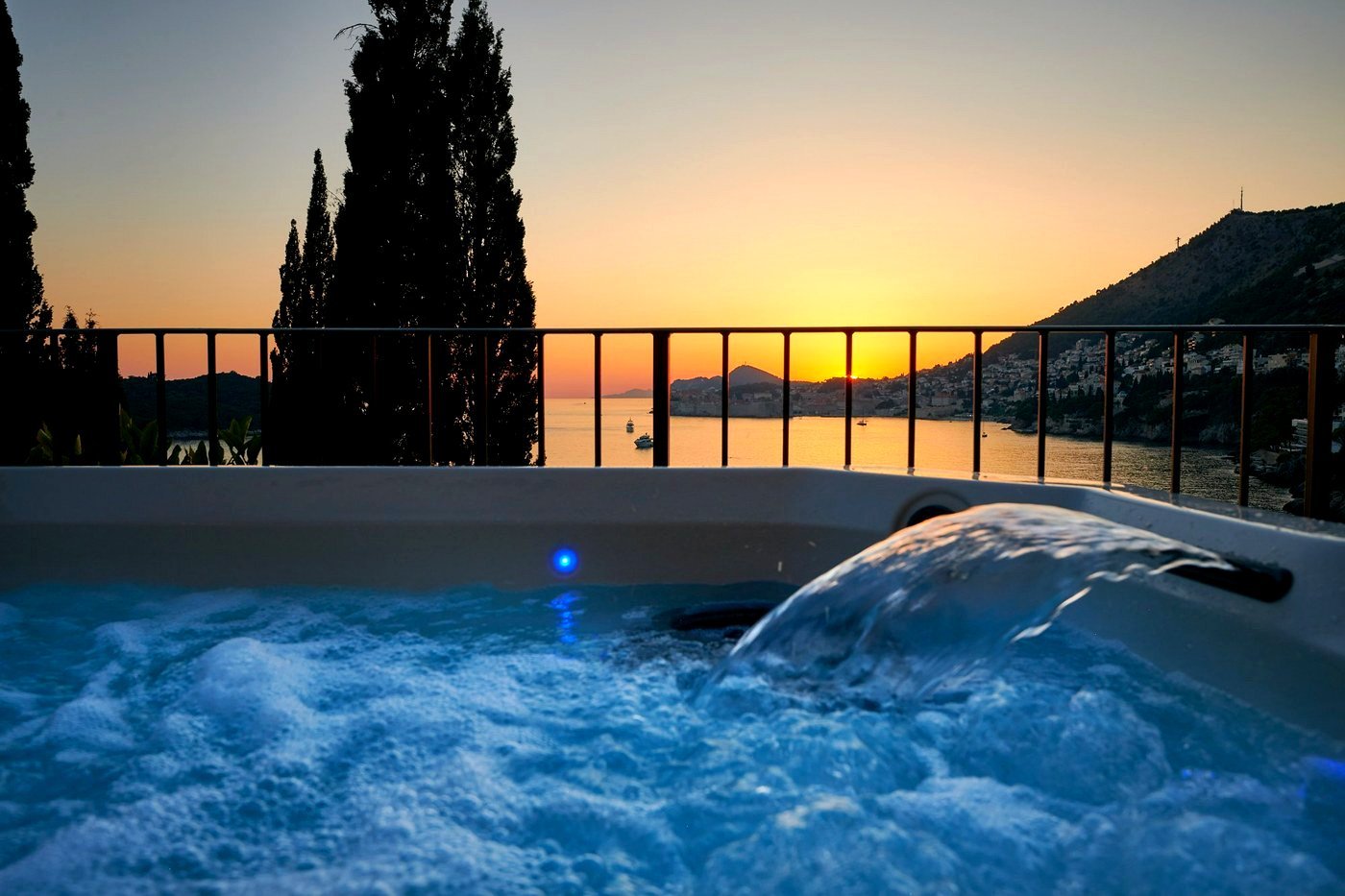 Hot tub at sunset
