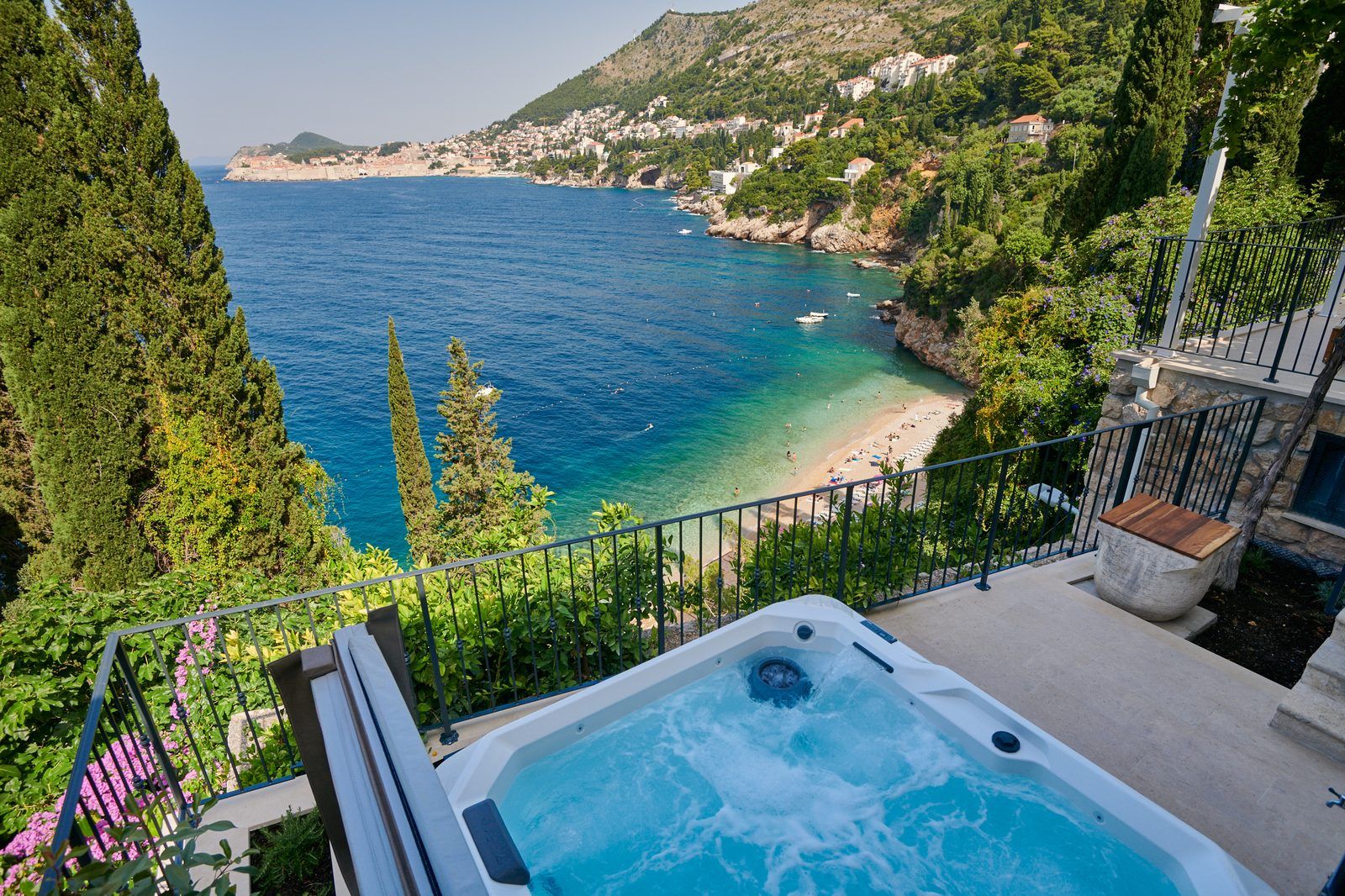 Private hot tub with Dubrovnik sea view