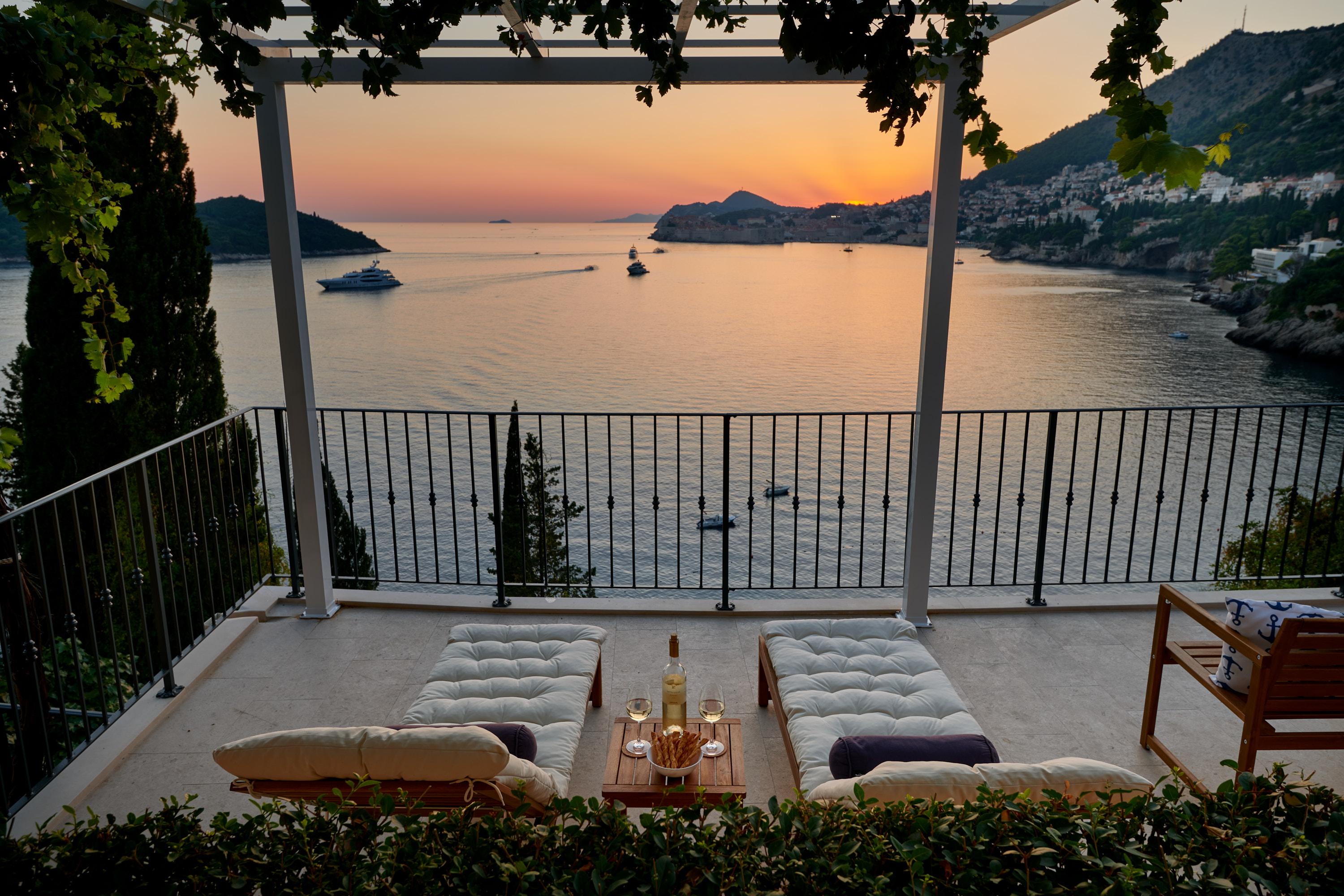 Sunset over Dubrovnik and the Adriatic from the terrace